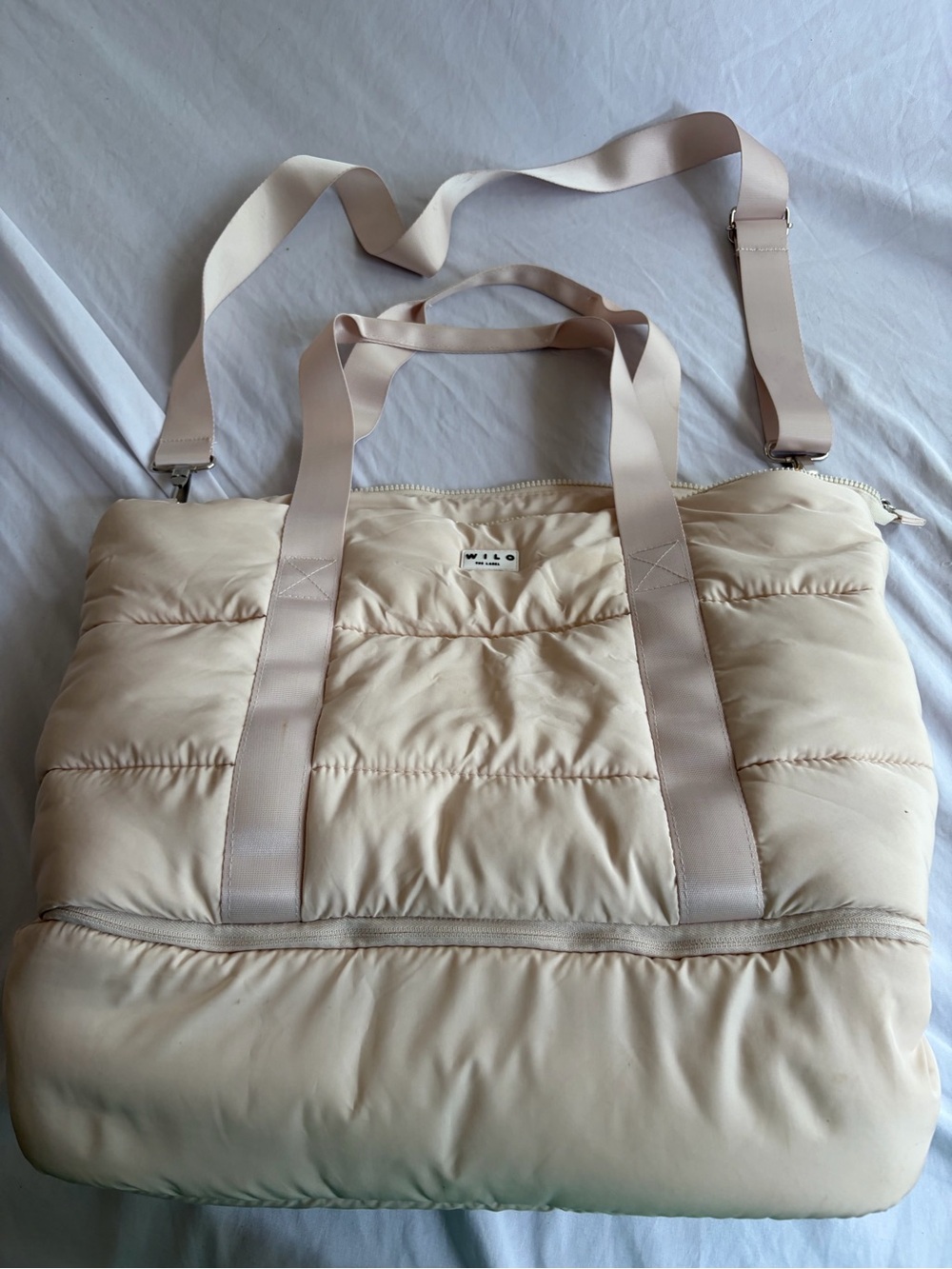 WTC Quilted Puffer Duffel Bag - Light Beige